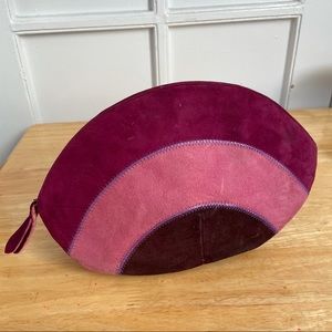 Vintage pink purple 80s 90s suede clutch purse